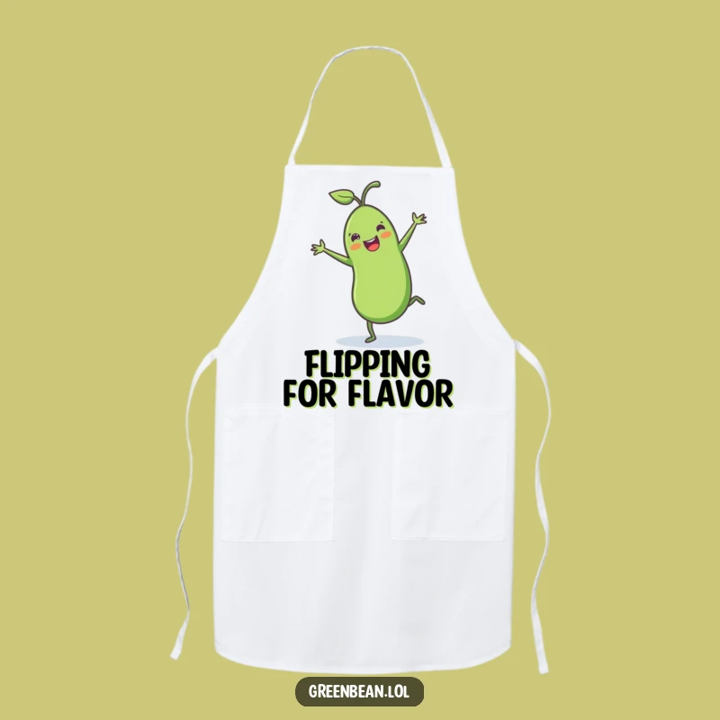 Funny Green Bean Cartwheel Apron: Hilarious Vegetable Cooking Gear for Fun Chefs