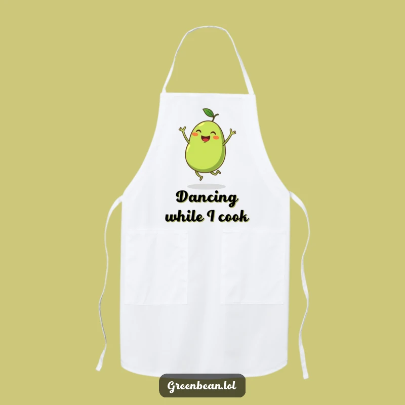 Funny Apron: Dancing Green Bean - Kitchen Dance Party