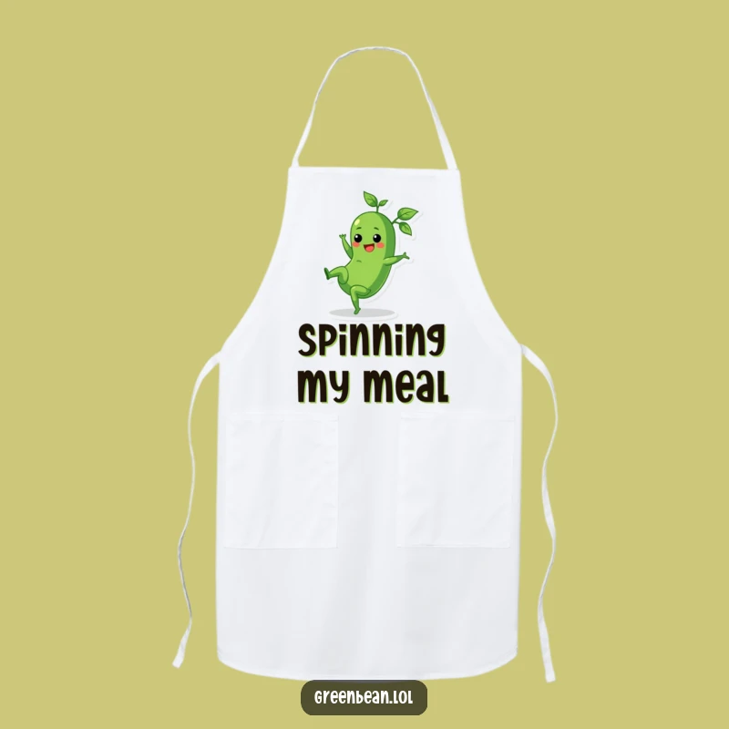 Funny Cartwheel Green Bean Apron - Comedic Cookware Gift for Kitchen Fun