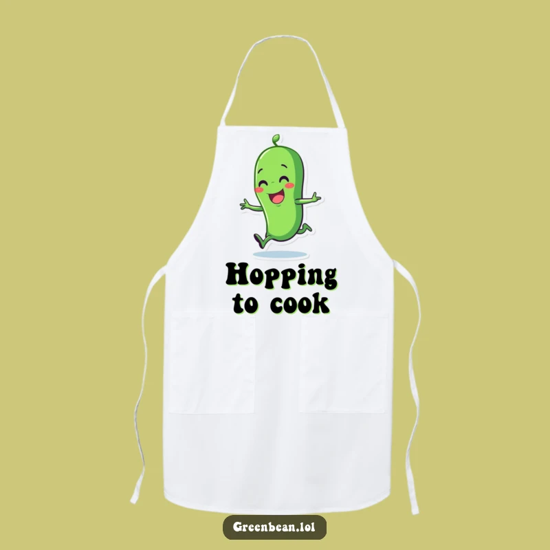 Funny Cooking Hop Green Bean Apron: Joyful Character, Funny Kitchen Gift!