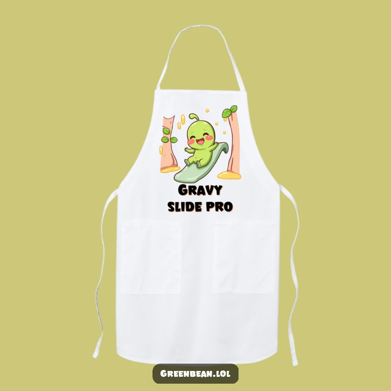 Funny Gravy Apron - Giggling Green Bean Slide Chef