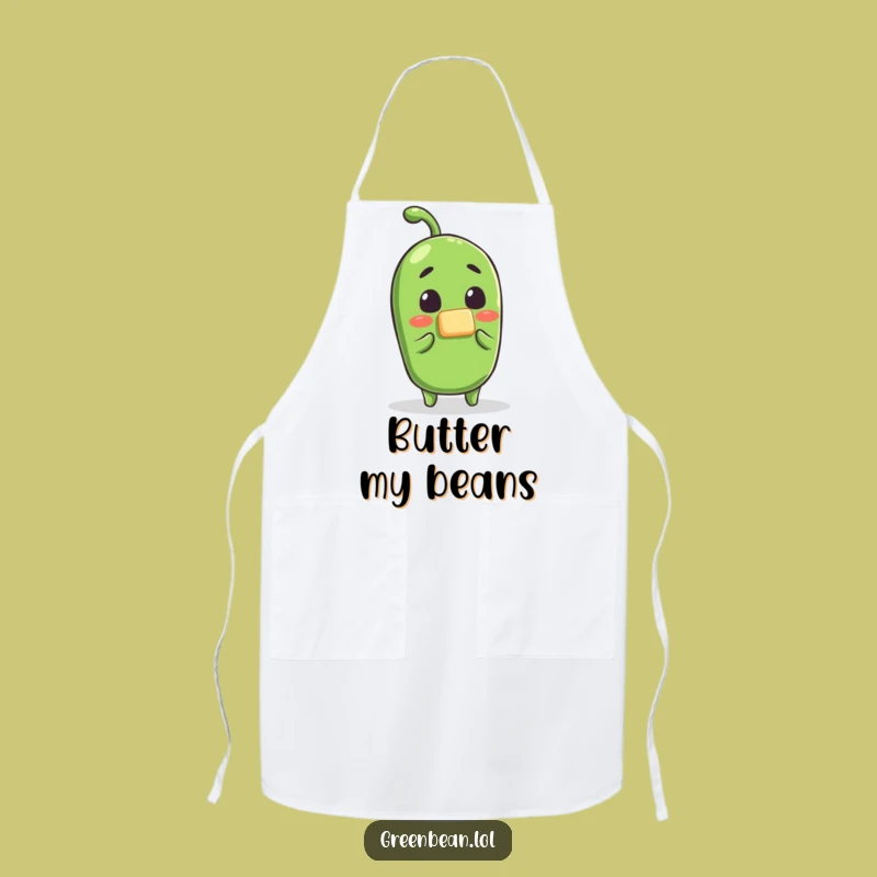 Funny Green Bean Butter Apron: Hilarious Kitchen Wear for Surprised Cooks
