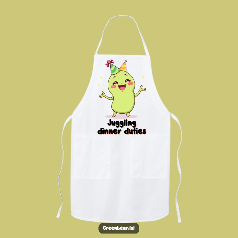 Funny Juggling Green Bean Apron: Hilarious Party Vegetable Gear for Chefs
