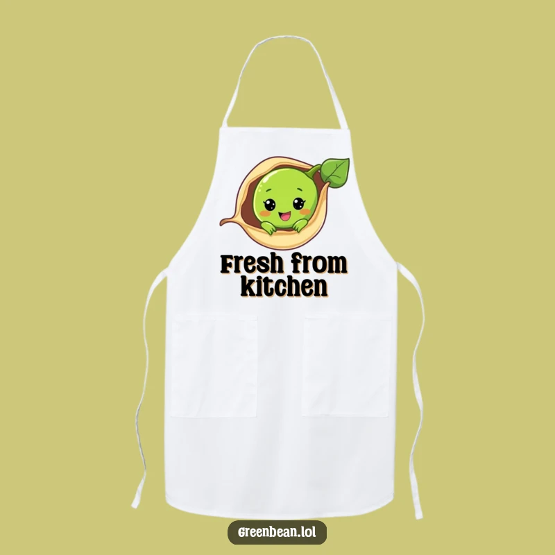 Funny Peek-a-Boo Green Bean Apron: Cook with Cute Vegetable Charm and Smiles