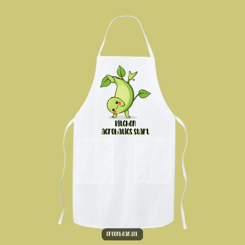 Funny Green Bean Somersault Apron: Cook with Agility and Amusement!