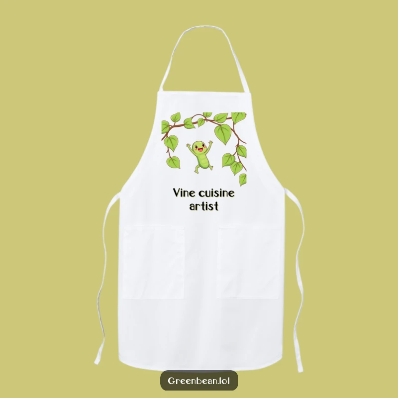 Funny String Bean Trapeze Swing Apron: Hilarious Kitchen Veggie Acrobat Bib