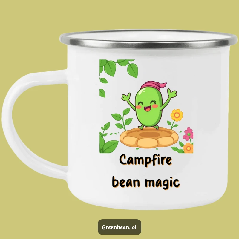 Funny Green Bean Garden Bounce Camping Mug: Outdoor Veggie Cheer, Perfect Funny Gift