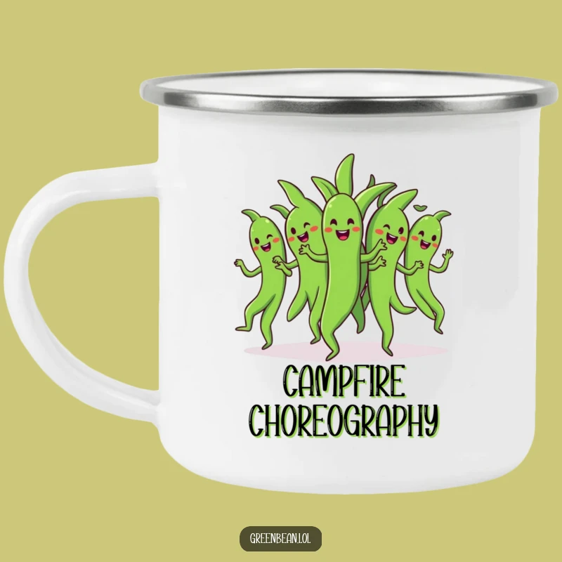 Funny Dancing Green Beans Camping Mug: Durable & Hilarious Group Drinkware