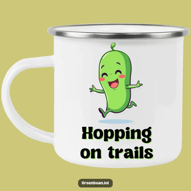 Funny Camp Hop Green Bean Mug: Joyful Character, Outdoor Funny Gift!