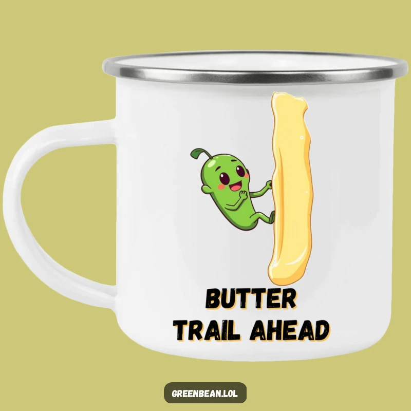 Funny Green Bean Butter Climb Camping Mug: Outdoor Veggie Struggle Cup