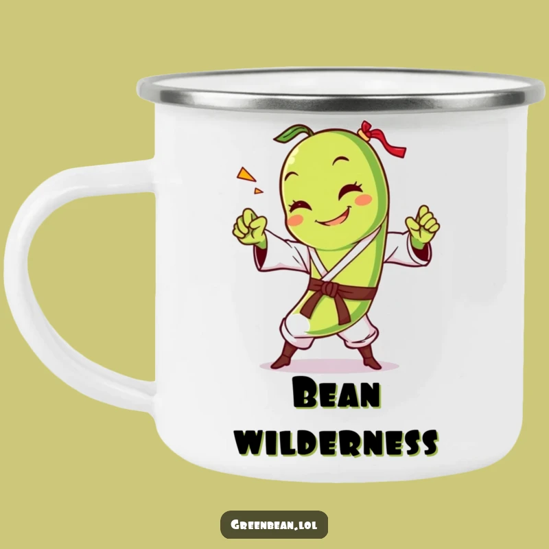 Funny Green Bean Karate Chop Camping Mug: Adventure Fuel, Perfect Outdoor Funny Gift