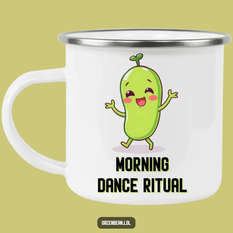 Funny Happy Green Bean Dance Camping Mug: Joyful Moves for Outdoors - Great Gift