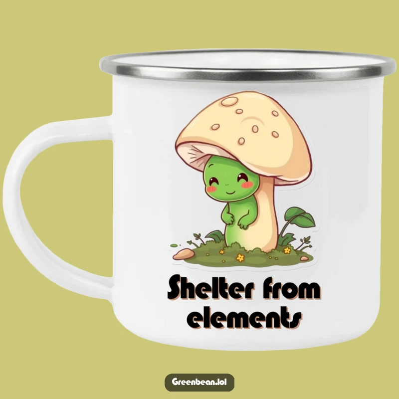 Funny Shy Bean Camping Mug: Woodland Comfort for Quiet Adventures