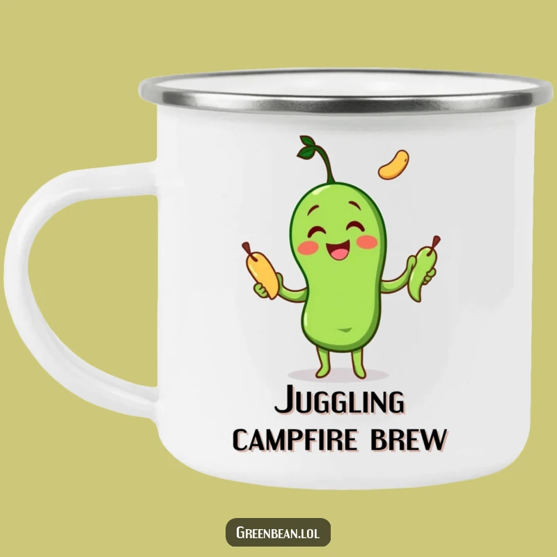 Funny Juggling Bean Camping Mug: Multi-tasking Adventure, Outdoor Humor Gift
