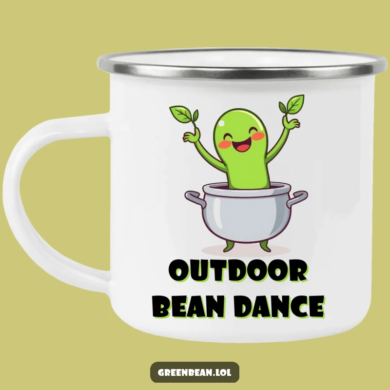Funny Green Bean Camping Mug: Sip with Veggie Cheer, Hilarious Dancing Gift
