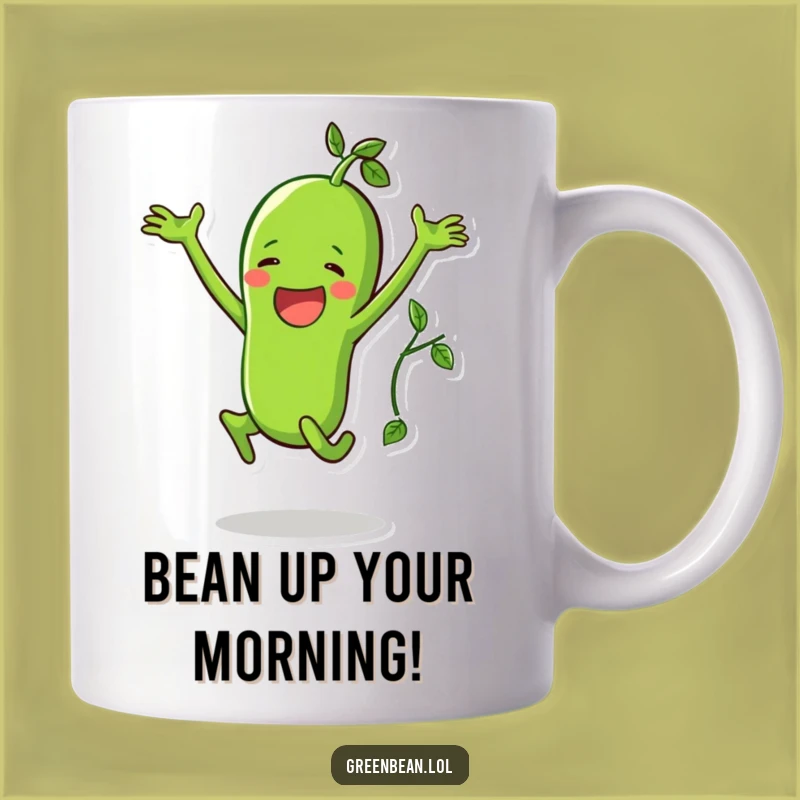 Funny Green Bean Jumping Jack Mug: Joyful Veggie Workout, Perfect Gift for Fitness Fans