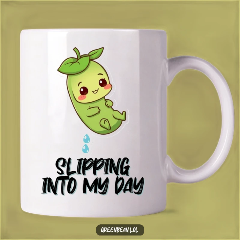 Funny Green Bean Dewdrop Mug: A Playful Slide, Perfect Funny Gift for Veggie Lovers