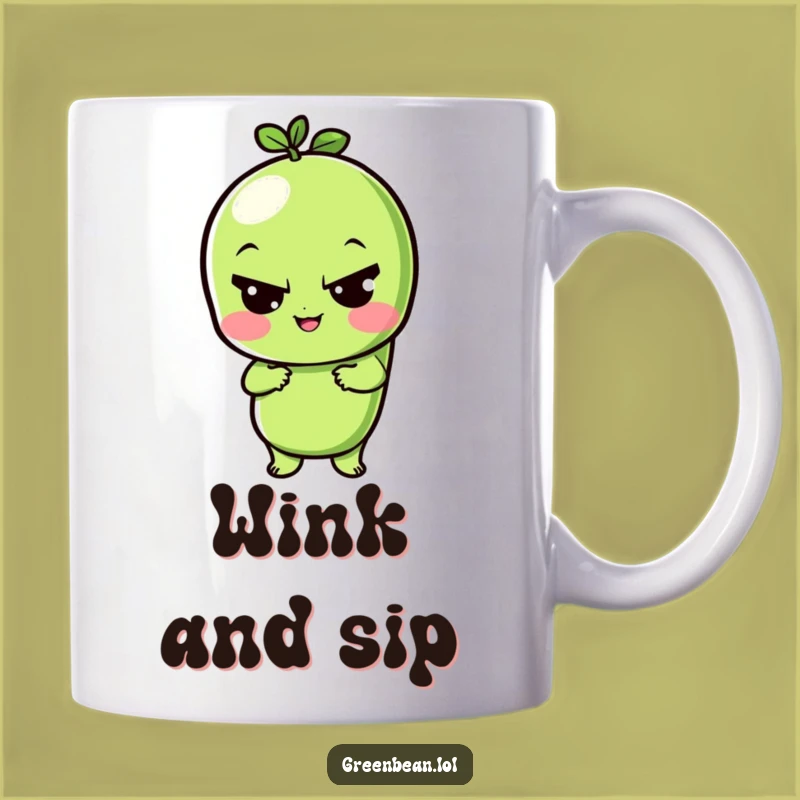 Funny Green Bean Wink Mug: A Cheeky Surprise for Your Coffee Break