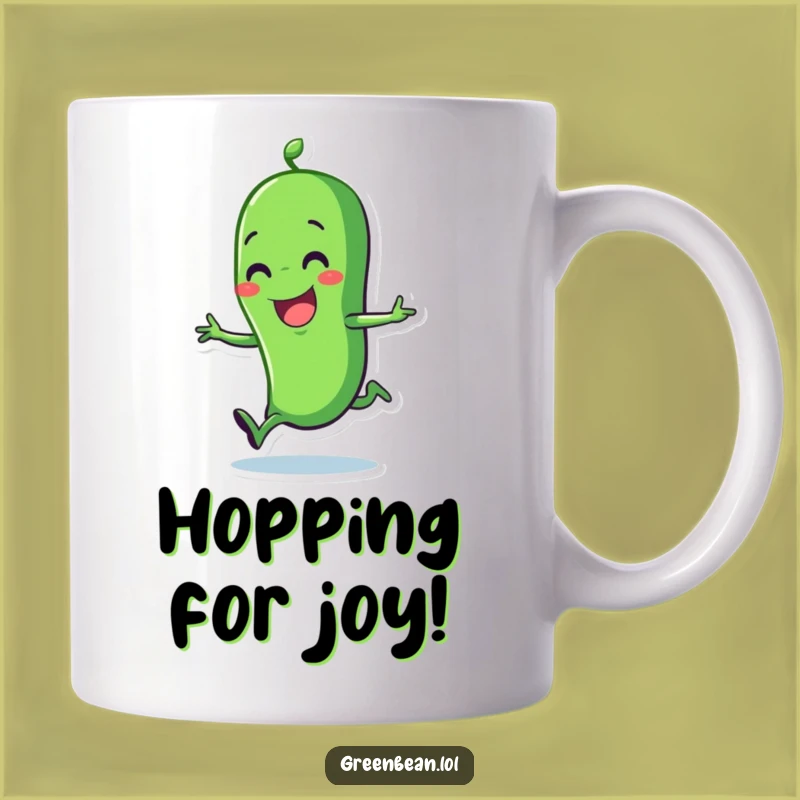 Funny Hopping Green Bean Mug: Joyful Character, Perfect Funny Gift!