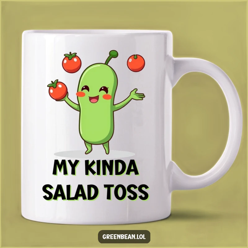 Funny Green Bean Juggling Tomatoes Mug: A Hilarious Gift for Veggie Lovers