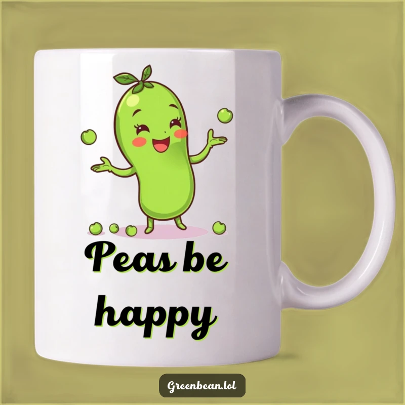 Funny Green Bean Juggling Peas Mug: Whimsical Veggie Fun, Perfect Gift for Lighthearted Souls