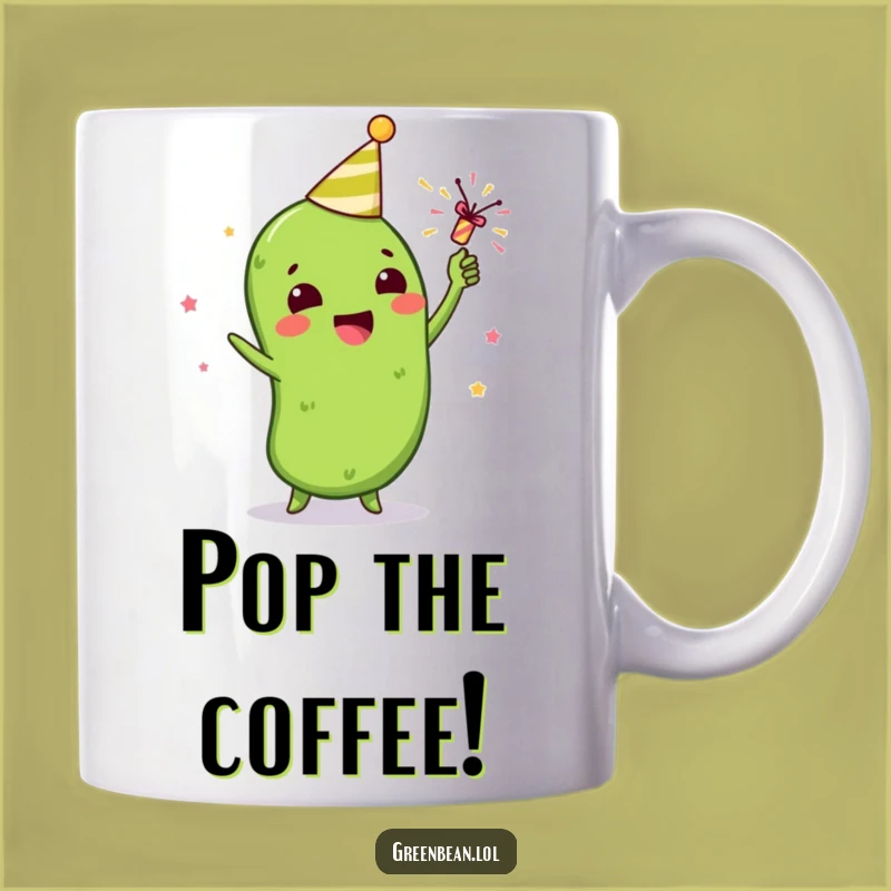Funny Green Bean Party Popper Mug: Celebrate Every Moment with Joy