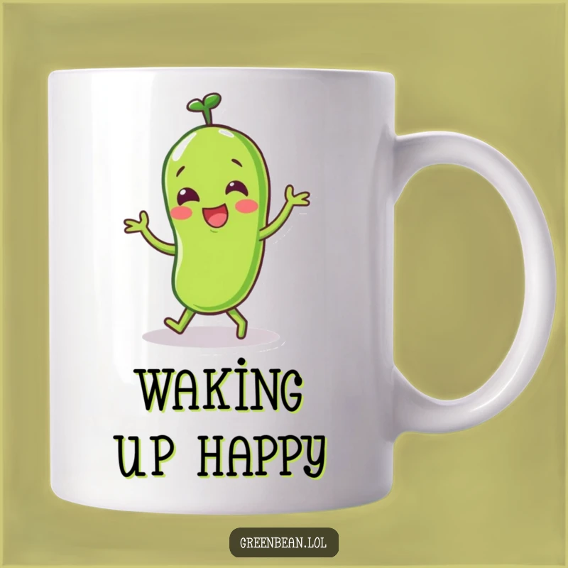 Funny Happy Green Bean Dance Mug: Joyful Moves, Perfect Funny Gift for Veggie Fans