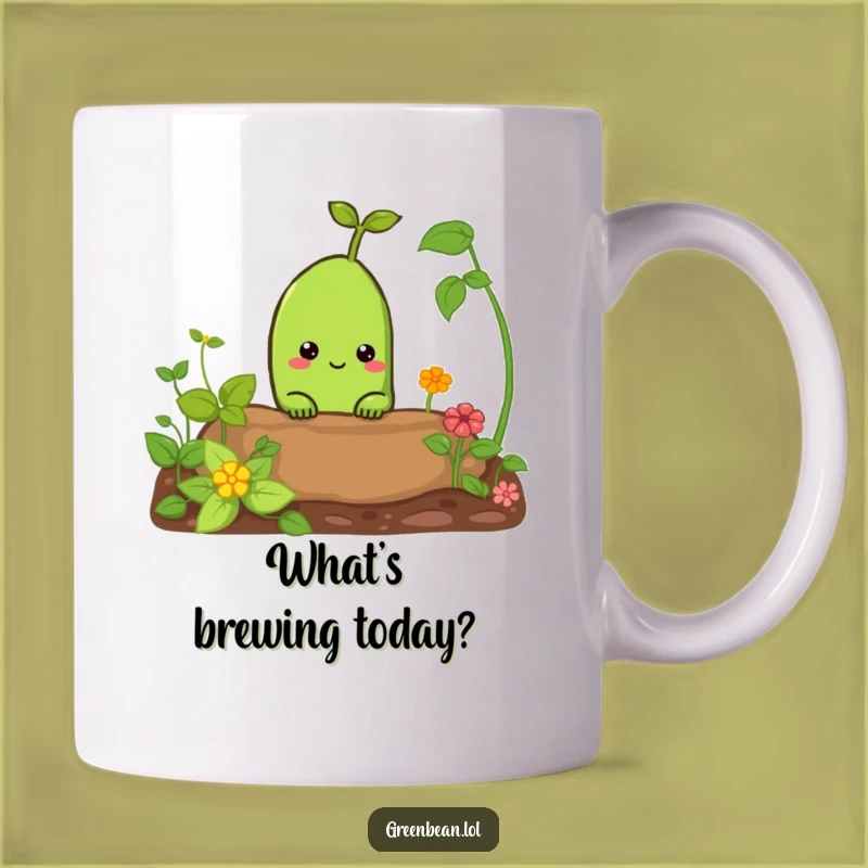 Funny Curious Green Bean Mug: Peek-a-Boo Garden Surprise, Perfect Gift