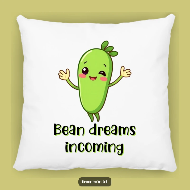 Funny Plush Green Bean Pillow: Cheerful Waving Character, Comfy Funny Gift!