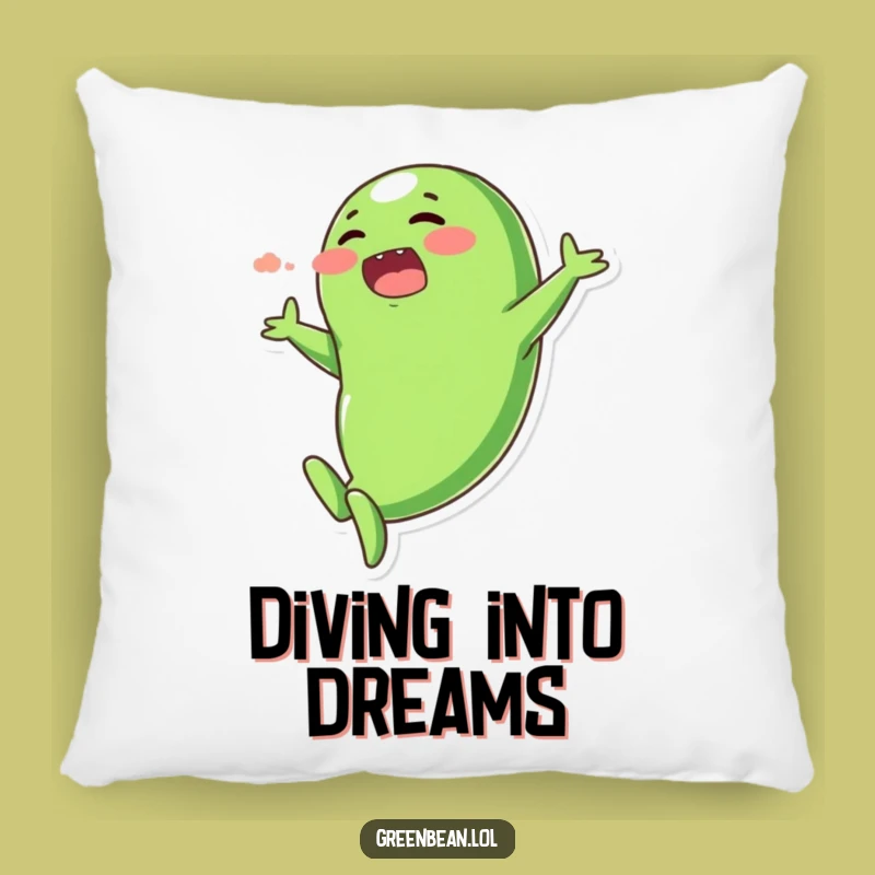 Funny Dramatic Dive Green Bean Pillow - Comfy Couch Cushion Gift