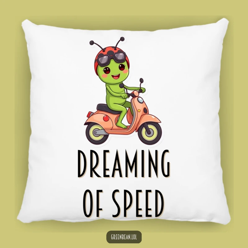 Funny Green Bean Ladybug Scooter Pillow: Cozy Comfort with a Cute Ride