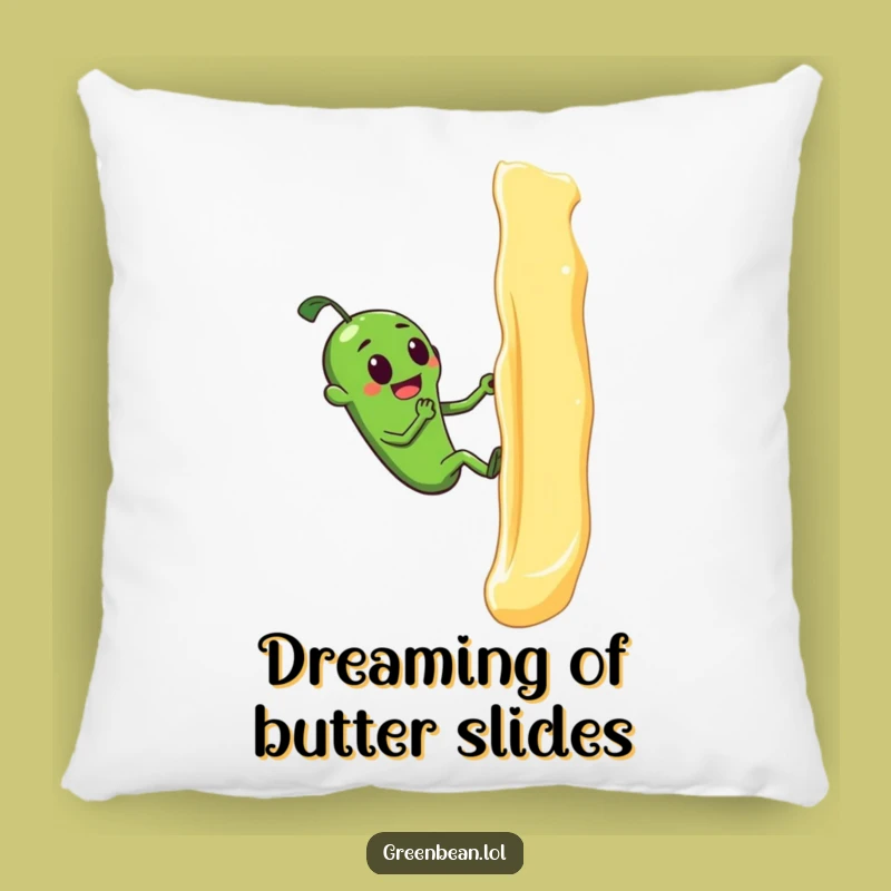 Funny Green Bean Butter Climb Pillow: Comfy Veggie Struggle Accent Pillow