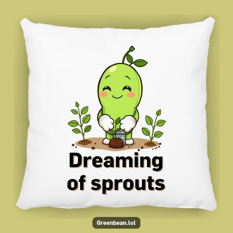 Funny Green Bean Gardener Pillow: Planting Humor, Cozy Garden Accent Gift