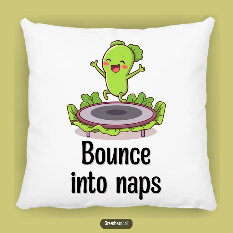 Funny Green Bean Trampoline Pillow: Bouncy Comfort & Fun