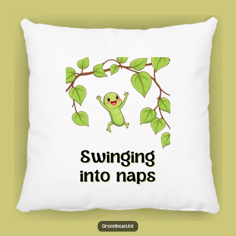 Funny String Bean Trapeze Swing Pillow: Comfy Veggie Acrobat Accent Pillow