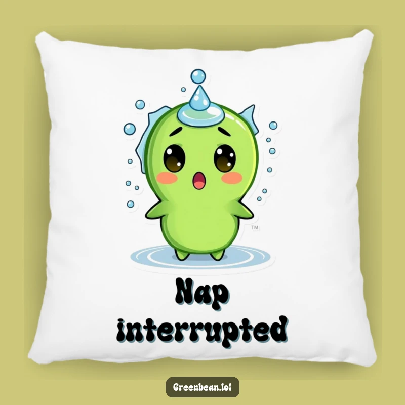 Funny Surprised Green Bean Splash Pillow: Comfy & Hilarious Decor for a Startled Soul