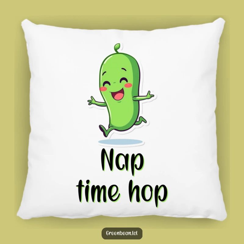 Funny Plush Green Bean Pillow: Hopping Joy, Comfy Funny Gift!
