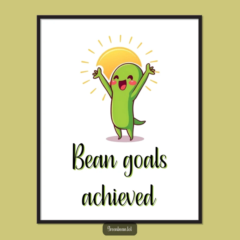 Funny Proud Green Bean Sun Digital Art: Instant Inspiration for Walls - Unique Gift