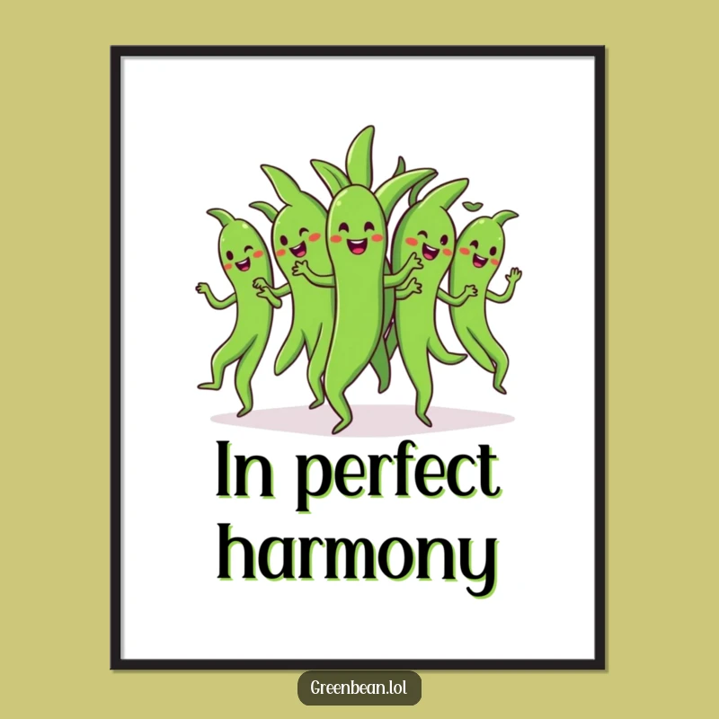 Funny Dancing Green Beans Digital Art: Vibrant & Hilarious Group Print