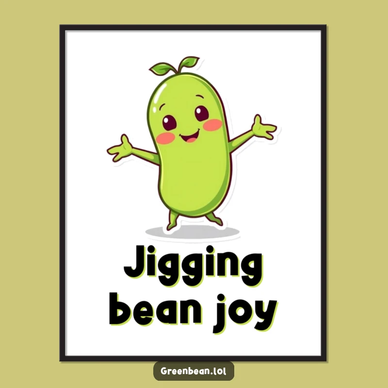 Funny Green Bean Jig Digital Print: Instant Vegetable Dance Art Gift