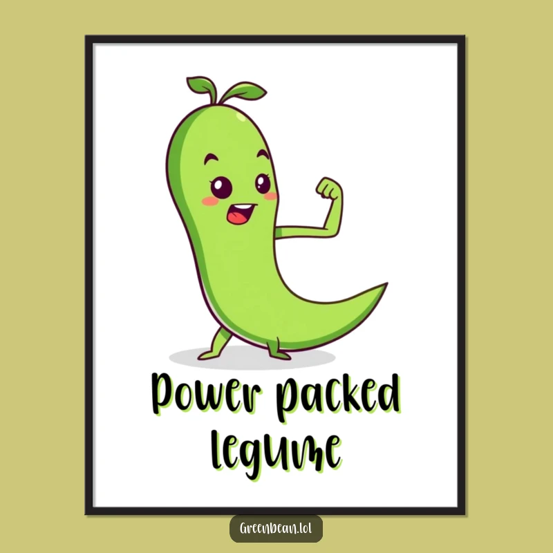 Funny Green Bean Muscle Digital Art: Motivate Your Space with Humor, a Virtual Funny Gift