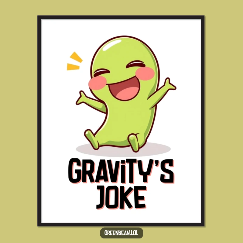 Funny Green Bean Slip Digital Art: Instant Hilarious Comedic Vegetable Wall Decor