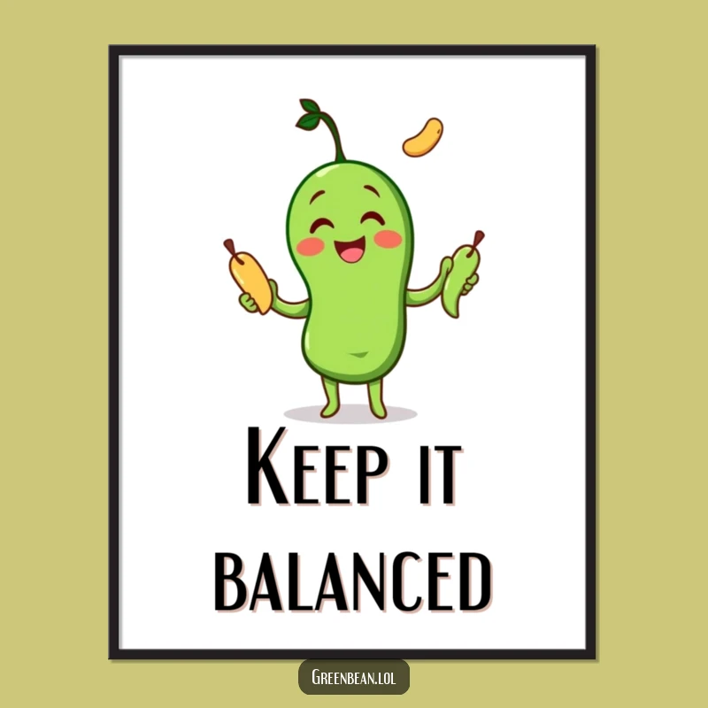 Funny Juggling Bean Digital Art: Multi-tasking Whimsy, Instant Decor Gift