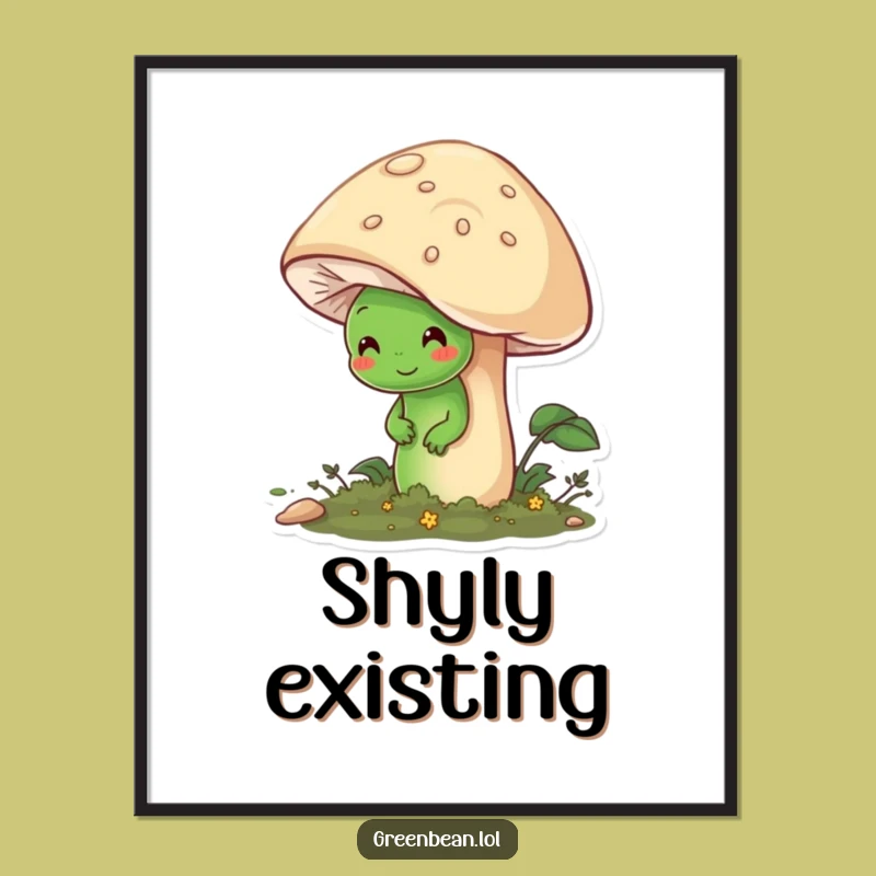 Funny Shy Bean Digital Art: Adorable Instant Download