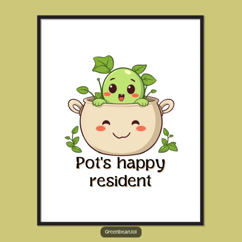 Funny Surprised Green Bean Digital Print: Instant Veggie Surprise Art, Perfect Gift