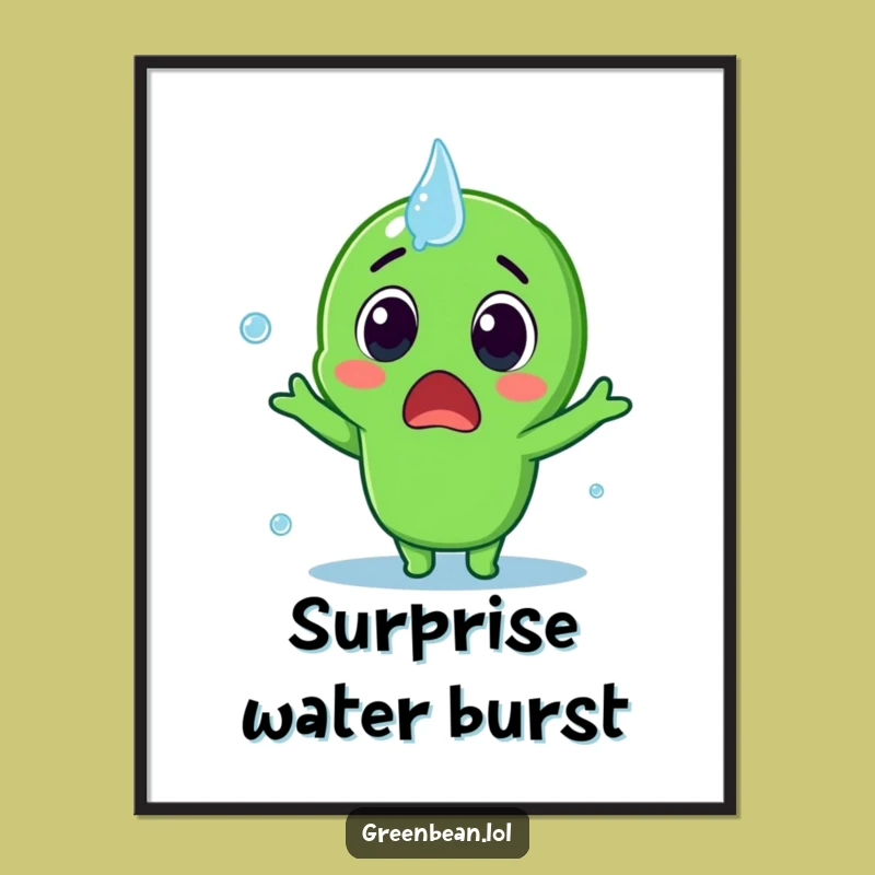 Funny Splash Bean Digital Art Print - Instant Humorous Decor