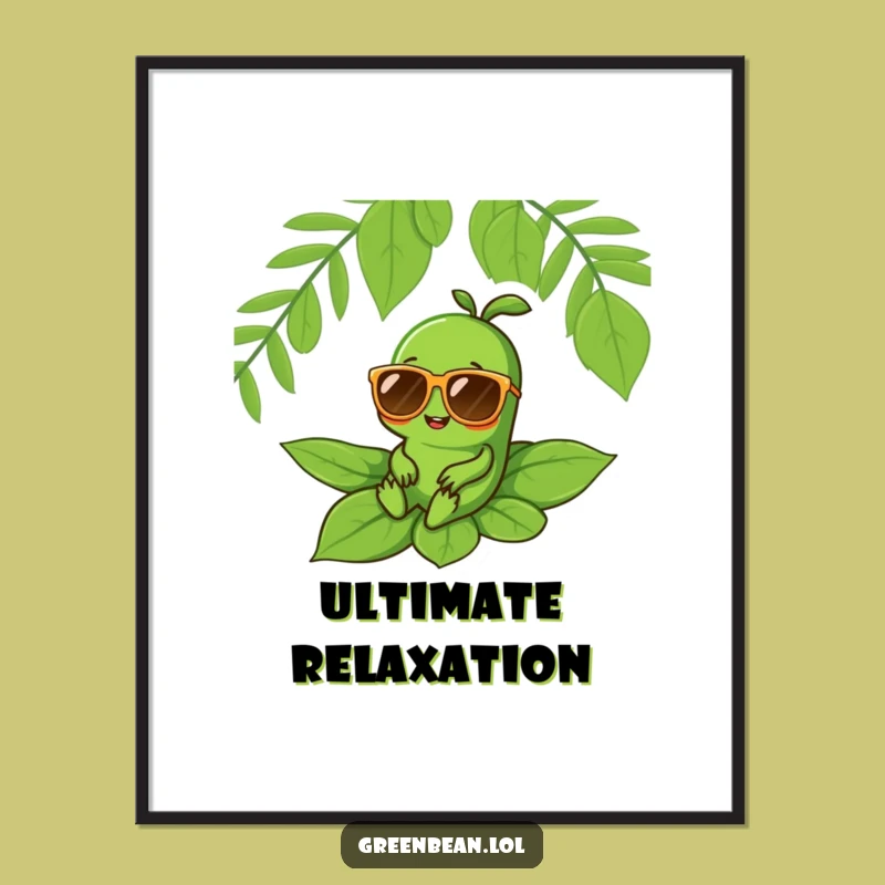 Funny Green Bean Digital Print: Cool Character Art, Instant Humorous Decor Gift