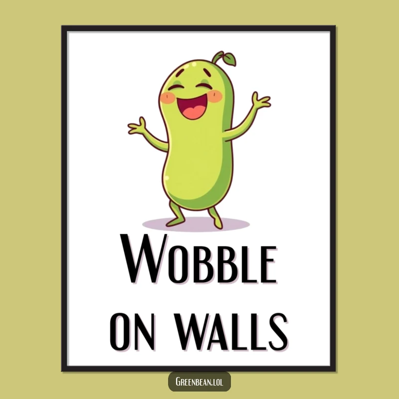 Funny Green Bean Wobble Dance Digital Art: Instant Laughs, Perfect Printable Funny Gift