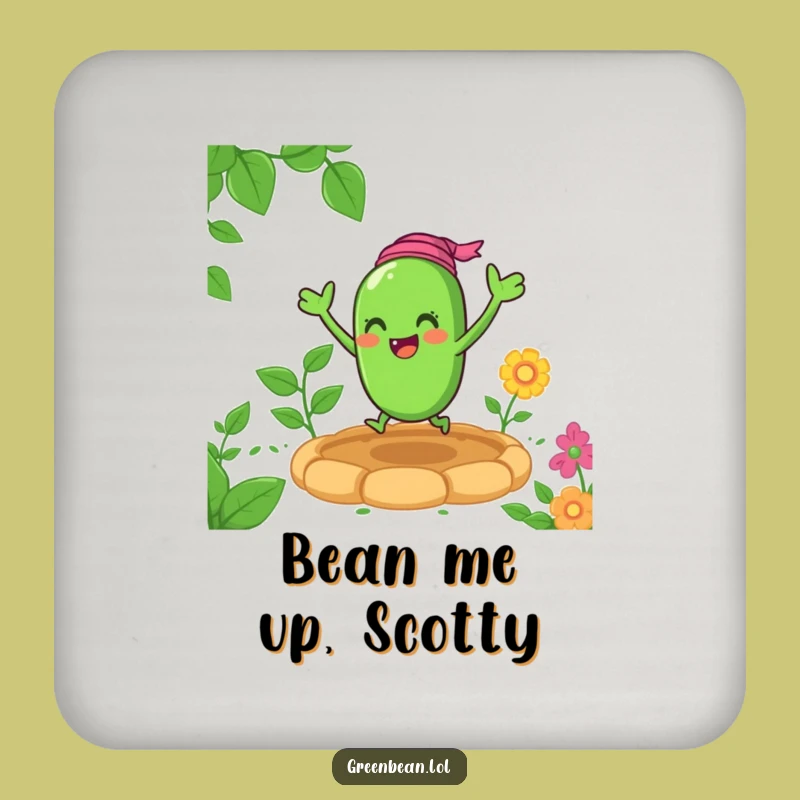 Funny Green Bean Garden Bounce Coaster: Cheerful Veggie Protection, Great Funny Gift