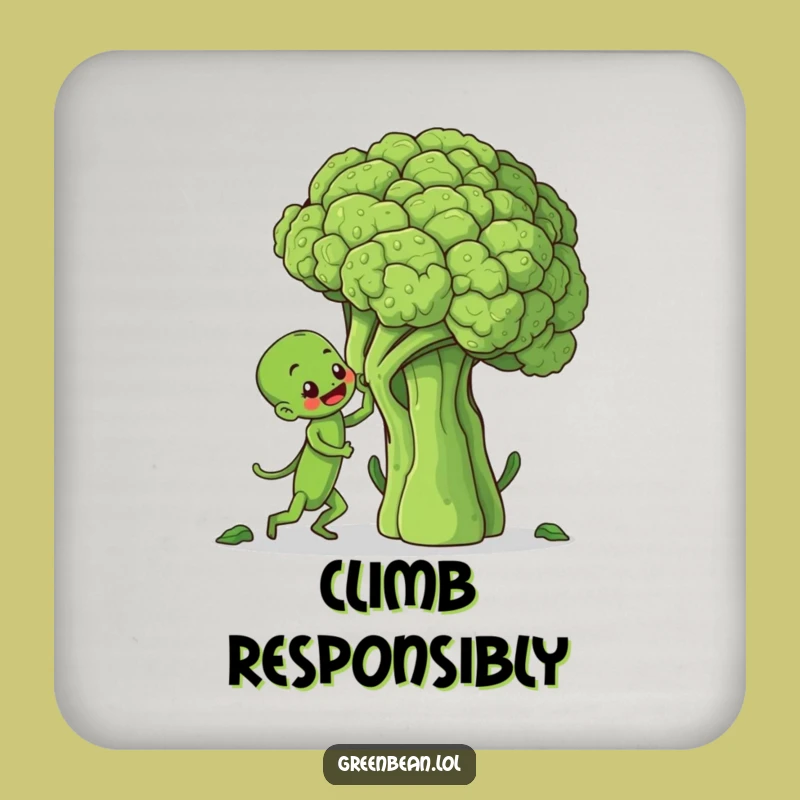 Funny Green Bean Broccoli Climb Coaster: Protect Surfaces with Hilarious Veggie Art